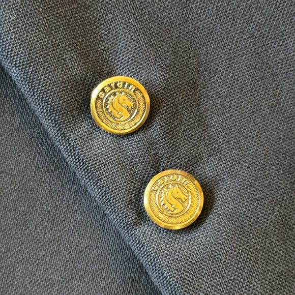 Pierre Cardin Double-Breasted Black Wool Blazer Coat Peak Gold Buttons USA 44S - Picture 5 of 16